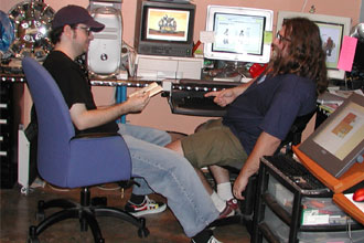 George and Chris in Titmouse's Studio.