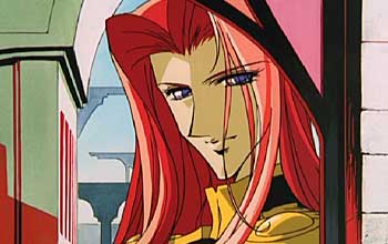 Touga with his flowing red hair and piercing blue eyes