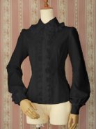 Victorian Maiden - Rose Lace Tulle Blouse Black