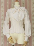 Victorian Maiden - Frill Ribbon Pintuck Blouse Ivory