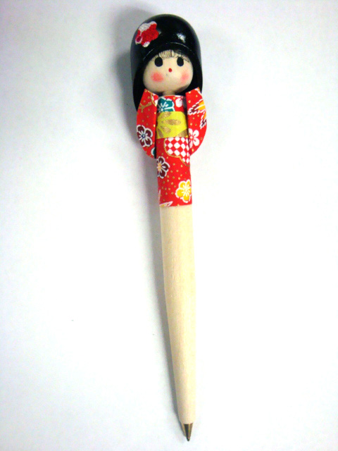 Japan Kawaii! Kokeshi Hanakosode Pen (Black)