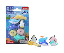 Miniature Rubber Erasers: Sea Animals Set