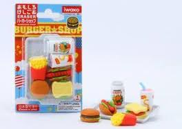 Miniature Rubber Erasers: Burger Shop Set