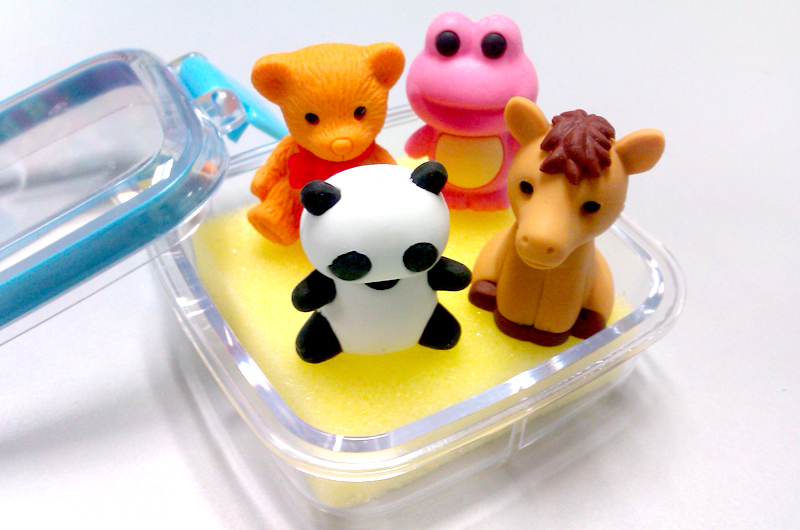 Miniature Rubber Erasers: Animal Clear Box Set