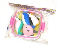Miniature Rubber Erasers: Box Sea Animal Set