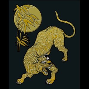 Soul of Japan: Tiger / Moon (Gold) - Cell Phone Decoration Sticker