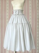Victorian Maiden - Fairy Chiffon Long Skirt (Light Blue-Grey)